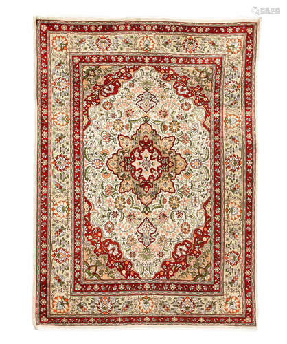 West Anatolia, 89cm x 122cm   A silk Hereke prayer rug