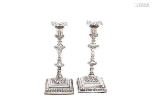 by William Abdy, London 1765  (2) A pair of George III silver candlesticks