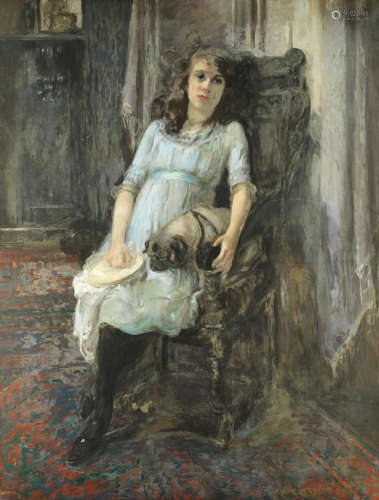 Portrait of a seated young lady, Miss Yvonne Stewart Bernard Kate Elizabeth Olver(British, 1881-1960)