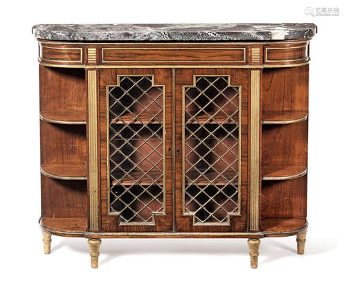 in the Carlton House taste An unusually small Regency rosewood and parcel gilt side cabinet