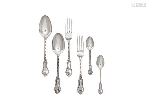 the majority by George Adams London 1862 - 1898  (18) A group of Napier pattern silver flatware