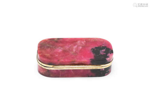 unmarked  A 19th century silver-gilt-mounted rhodonite box