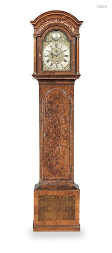 the dial signed William Creak, London.  A mid 18th century walnut and cross banded and herringbone strung long case clock