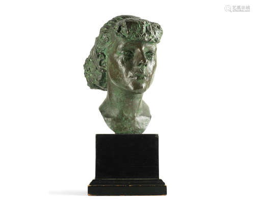 Attributed to Ernest Roland (sometimes Rowland) Bevan (British 1911 -1968): A patinated bronze head of Catherine Wall