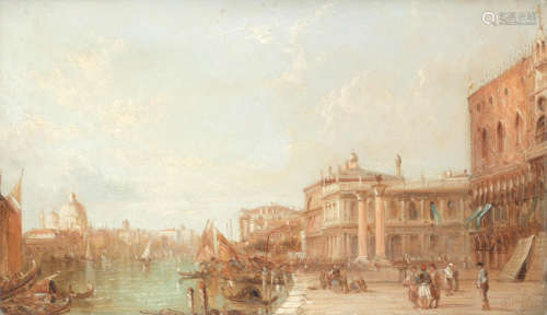 'The Grand Canal, Venice'; 'S.Giorgio Maggiore, Venice'; 'The Ducal Palace and Columns of St Mark, Venice', a set of three each 23 x 38cm (9 1/16 x 14 15/16in). (3) Alfred Pollentine(British, 1836-1890)