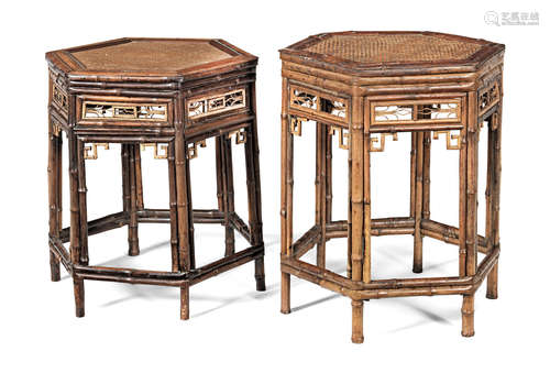 in the Brighton Pavilion taste Two very similar 19th century bamboo hexagonal low tables