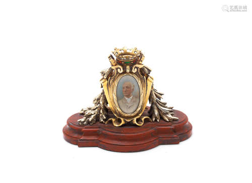 unmarked, probably Russian late 19th century  A silver-gilt portrait paper weight