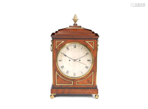 the dial and movement signed Crewell & Son, London, 1027 A Regency mahogany and brass mounted bracket or table clock with pull repeat