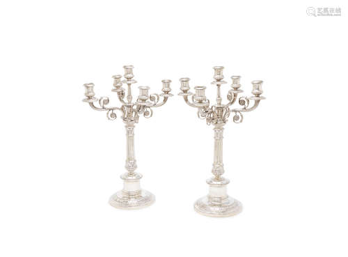 by Alexander Sturm, 1st standard marks, and Chester import marks for 1922  A pair of Austrian silver candelabra