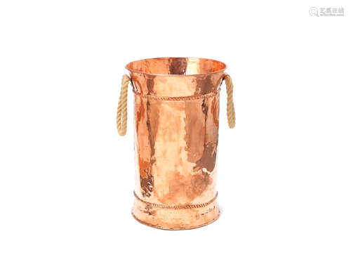 probably French  A late 19th / early 20th century copper log bin or stick stand