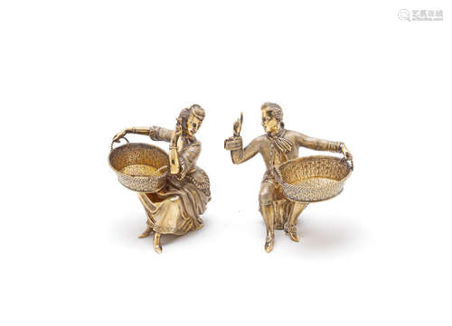 by Barnards, London 1978  (2) A pair of silver figural salt cellars