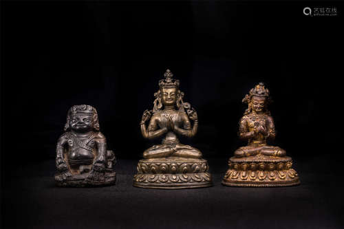 14世纪西藏黑石黄财神像14-15世纪尼泊尔弥勒说法像15世纪四臂观音像