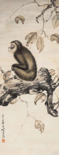 高奇峰（1889～1933） 秋树灵猴 立轴 设色纸本