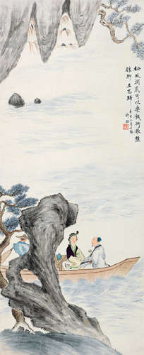 许昭（1865～1922） 山水人物 立轴 设色纸本