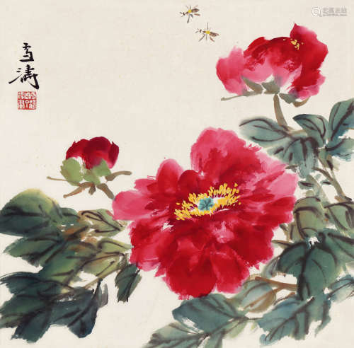 王雪涛（1903～1982） 富贵图 镜芯 设色纸本