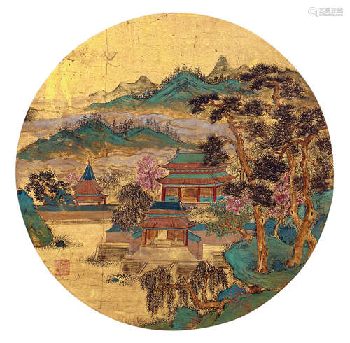 仇英（约1498～1552） 山水 镜芯 设色纸本