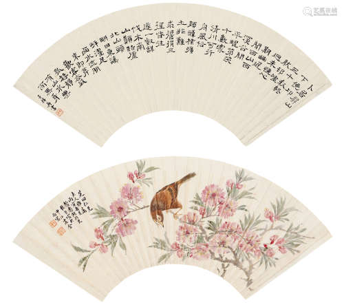 张熊（1803～1886） 书画合璧 立轴 设色纸本