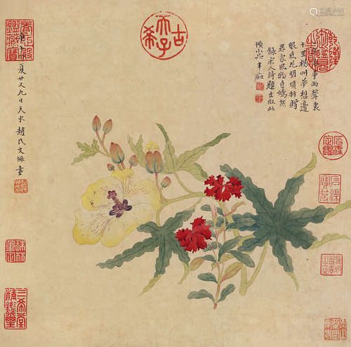 赵文俶（1595～1634） 花卉 镜芯 设色纸本