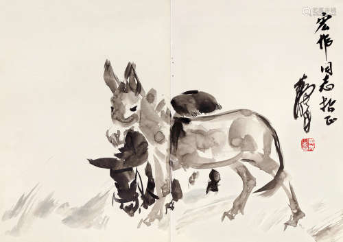 黄胄（1925～1997） 双驴图