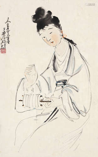 林风眠（1864～1928） 仕女 立轴 设色纸本