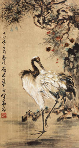 高奇峰（1889～1933） 松鹤图 立轴 设色纸本