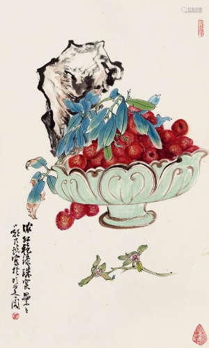 郑乃珖（1911～2005） 浓红艳绿 立轴 设色纸本