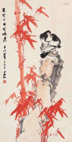 蒋兆和（1904～1986） 不可一日无此君 立轴 设色纸本