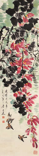 唐云（1910～1993） 花鸟 立轴 设色纸本