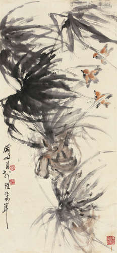 关山月（1912～2000） 花鸟 立轴 设色纸本