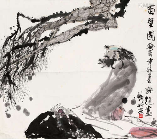 蔡超（b.1944） 面壁图 镜芯 设色纸本