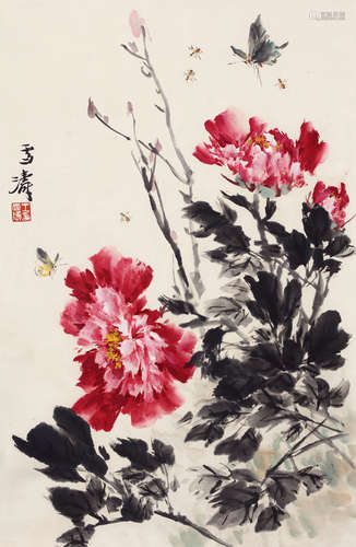 王雪涛（1903～1982） 花蝶草虫图 立轴 设色纸本