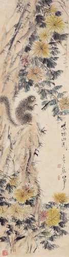 虚谷（1823～1896） 松鼠 立轴 设色纸本