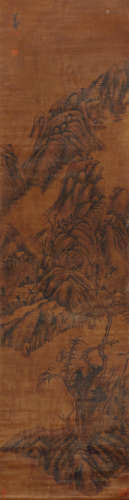 朱耷（1626～约1705） 山水 立轴 水墨绫本
