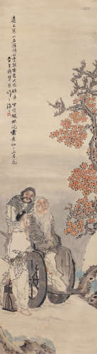 钱慧安（1833～1911） 赏秋图 立轴 设色纸本