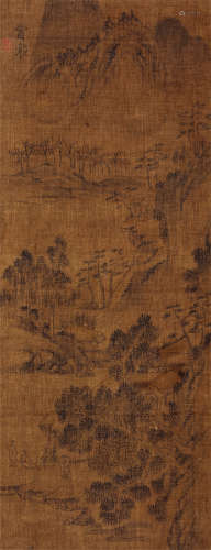 冒襄（1611～1693） 松山客话图 立轴 水墨绢本