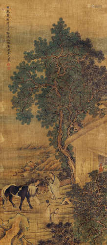 禹之鼎（1647～1716） 相马图 立轴 设色绢本