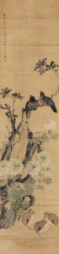余省（1736～1795） 花鸟 立轴 设色纸本