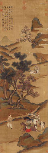 李成（919～967） 狩猎图 立轴 设色绢本