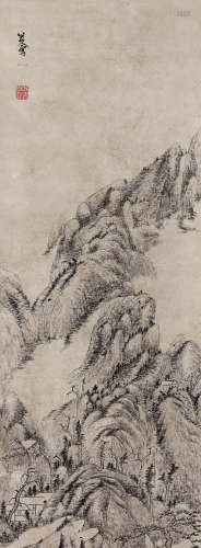 朱耷（1626～约1705） 寒山图 立轴 水墨纸本