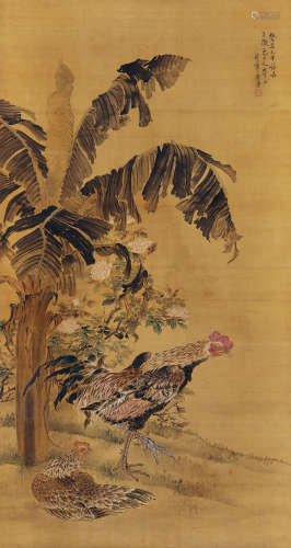 居廉（1828～1904） 大吉图 立轴 设色绢本