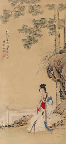 汪圻（1776～1840） 仕女 立轴 设色纸本