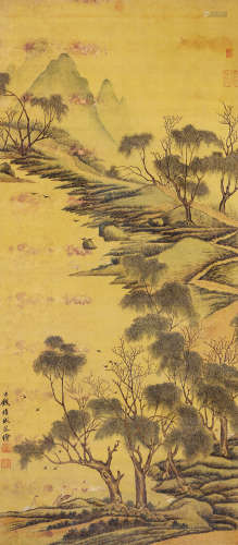 钱维城（1720～1772） 柳禽图 立轴 设色绢本