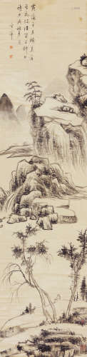 董其昌（1555～1636） 山水 立轴 水墨绫本