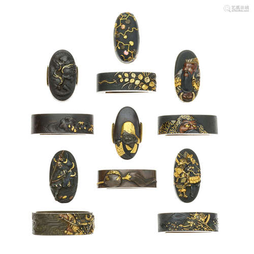 Edo period (1615-1868), 18th/19th century Six pairs of fuchi-gashira