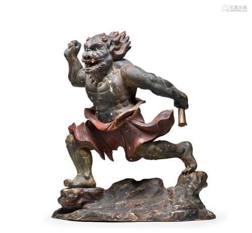 Edo period (1615-1868), 17th/18th century A wood figure of an oni