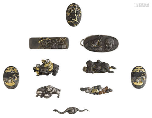 Edo period (1615-1868), 19th century A group of ten kanamono (metal fittings)