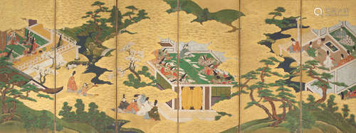 Scenes from the Tale of GenjiEdo period (1615-1868), 18th century Anonymous, Tosa School