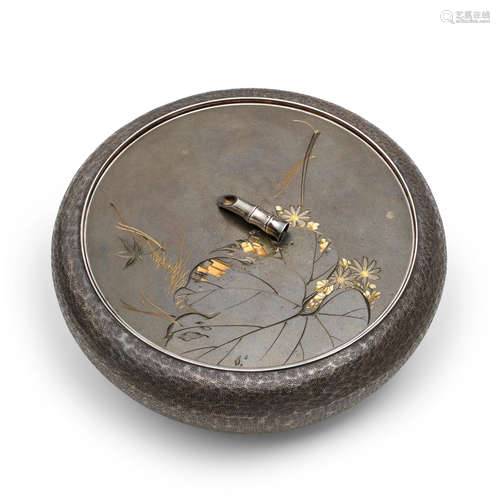 A silver and mixed metal box for confectioneryShowa era (1926-1989), circa 1938 Kobayashi Chikamitsu (active circa 1930-1940)