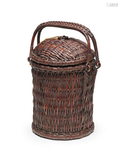 An Important Early Documentary Bamboo Basket for Tea UtensilsMeiji era (1868-1912), circa 1886 Hayakawa Shokosai I (1815-1897)