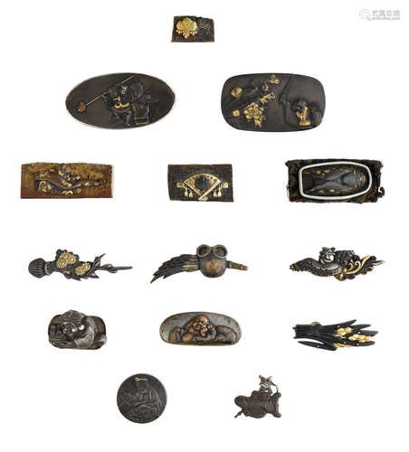 Edo period (1615-1868), 19th century A group of 14 kanamono (metal fittings)